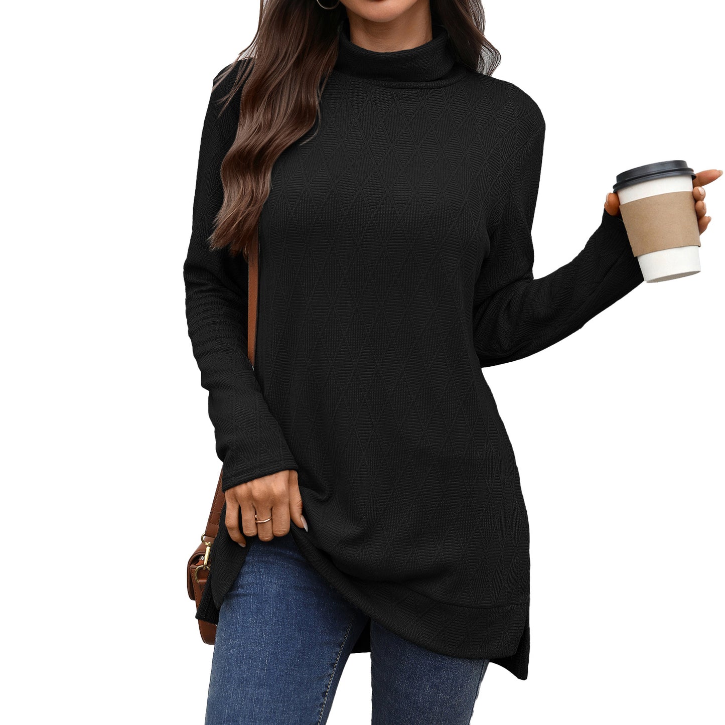 Damen Langarm Sweater mit Stehkragen Stalluxe