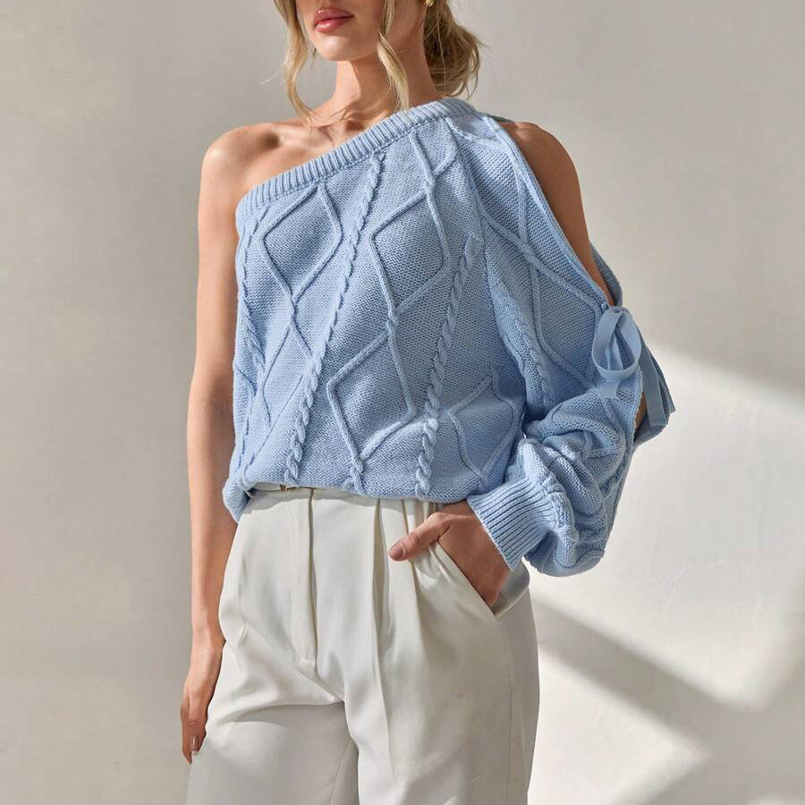 Damen Strickpullover mit asymmetrischen Cut-Out-Details und elegantem Rippdesign Stalluxe