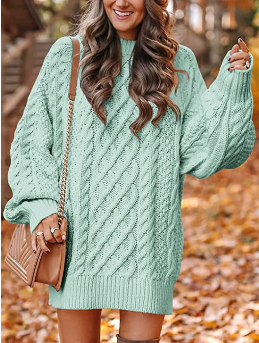 Damen Grober Strickpullover mit voluminösen Ärmeln und dekorativem Zopfmuster Stalluxe