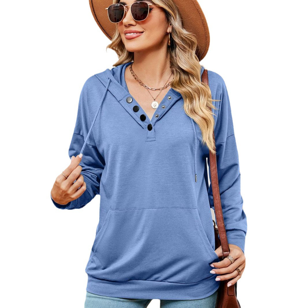Damen Kapuzenpullover mit modischen Knopfdetails Stalluxe