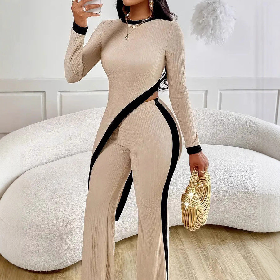 Damen lässiger Jumpsuit mit strukturiertem Stoff und kontrastierenden Details Stalluxe