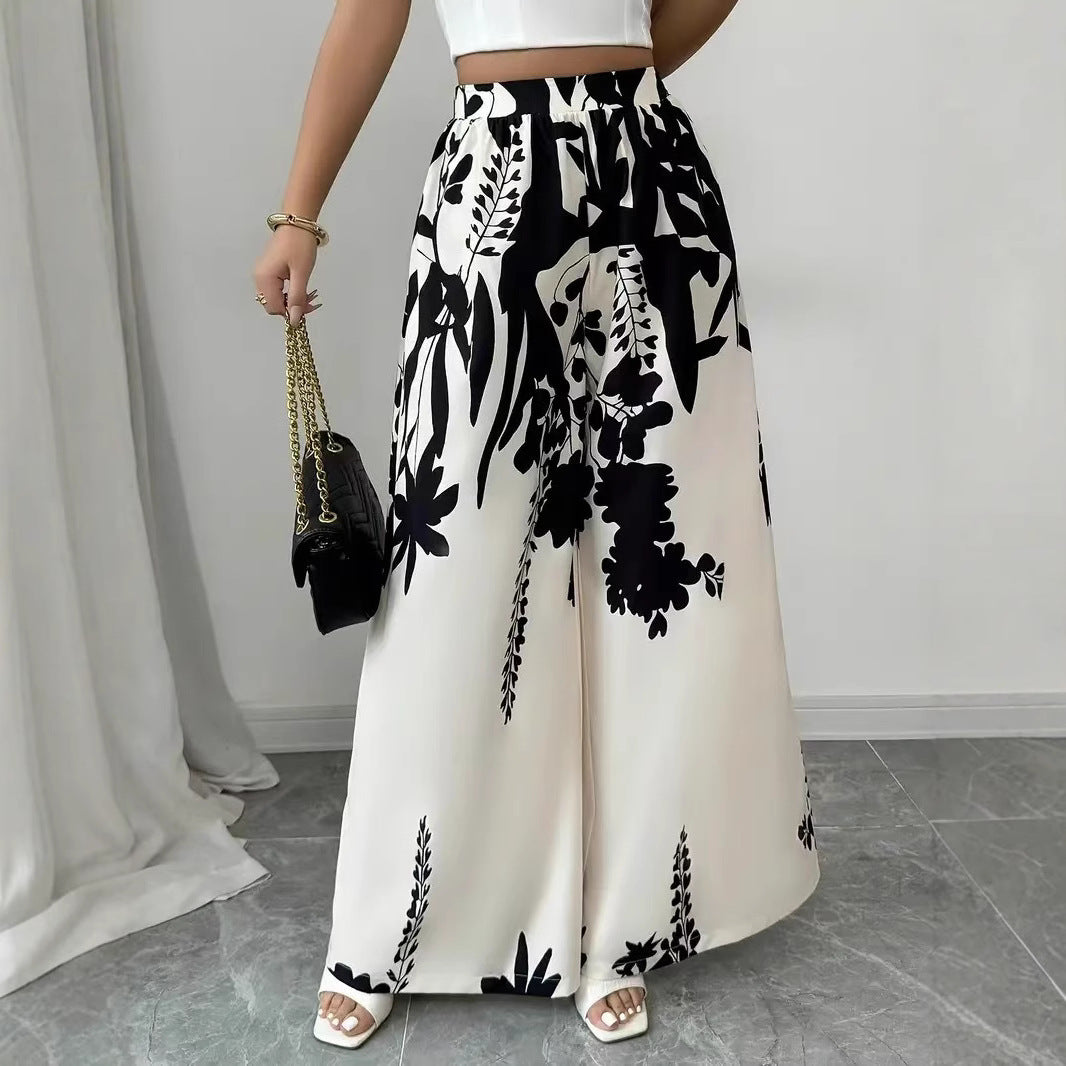 Damen Palazzo-Hose mit floralem Muster und elastischem Taillenbund Stalluxe