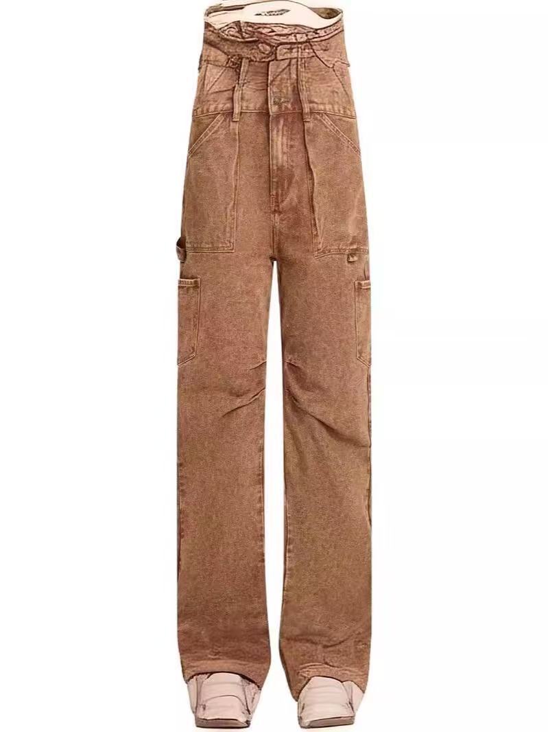 Damen lässige Cargo-Jeans mit verstellbarem Bund Stalluxe
