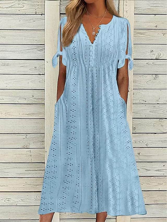 Damen lässiges Sommerkleid mit besonderer Lochmusterung Stalluxe