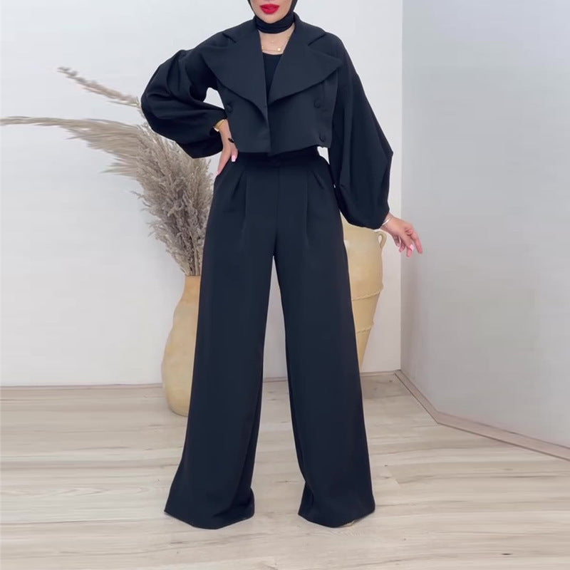 Damen eleganter und taillierter Jumpsuit mit weitem Bein Stalluxe