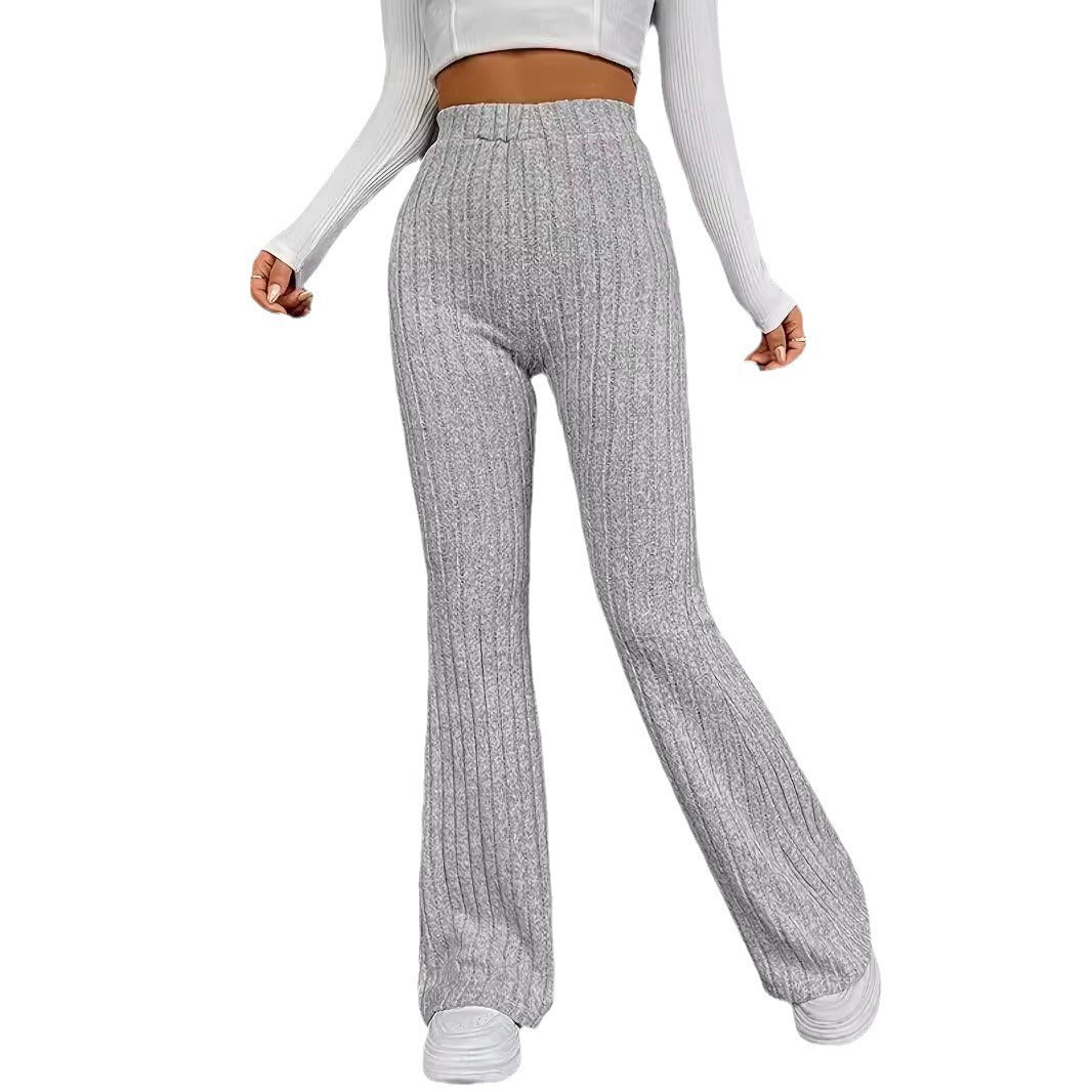 Damen Strick-Palazzo-Hose mit elegantem Rippendesign und hohem Bund Stalluxe