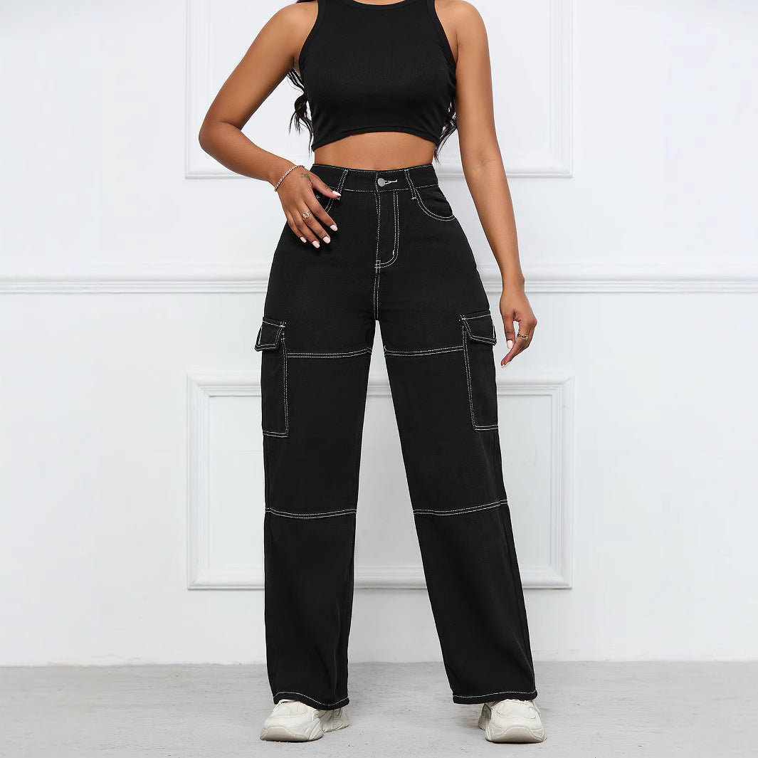 Damen Cargo-Jeans mit weitem Schnitt und praktischen Taschen Stalluxe