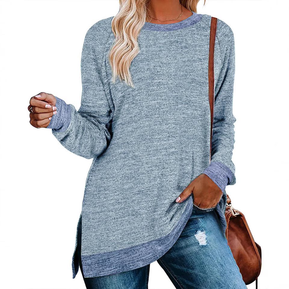 Damen lässiges Oversized Langarmshirt mit abgesetztem Saum Stalluxe