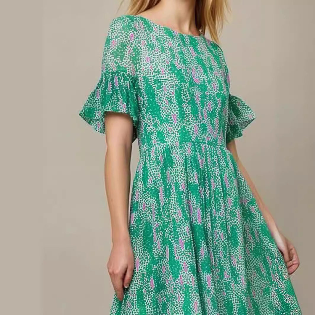 Damen Midi Kleid mit luftigen Rüschenärmel von Stalluxe