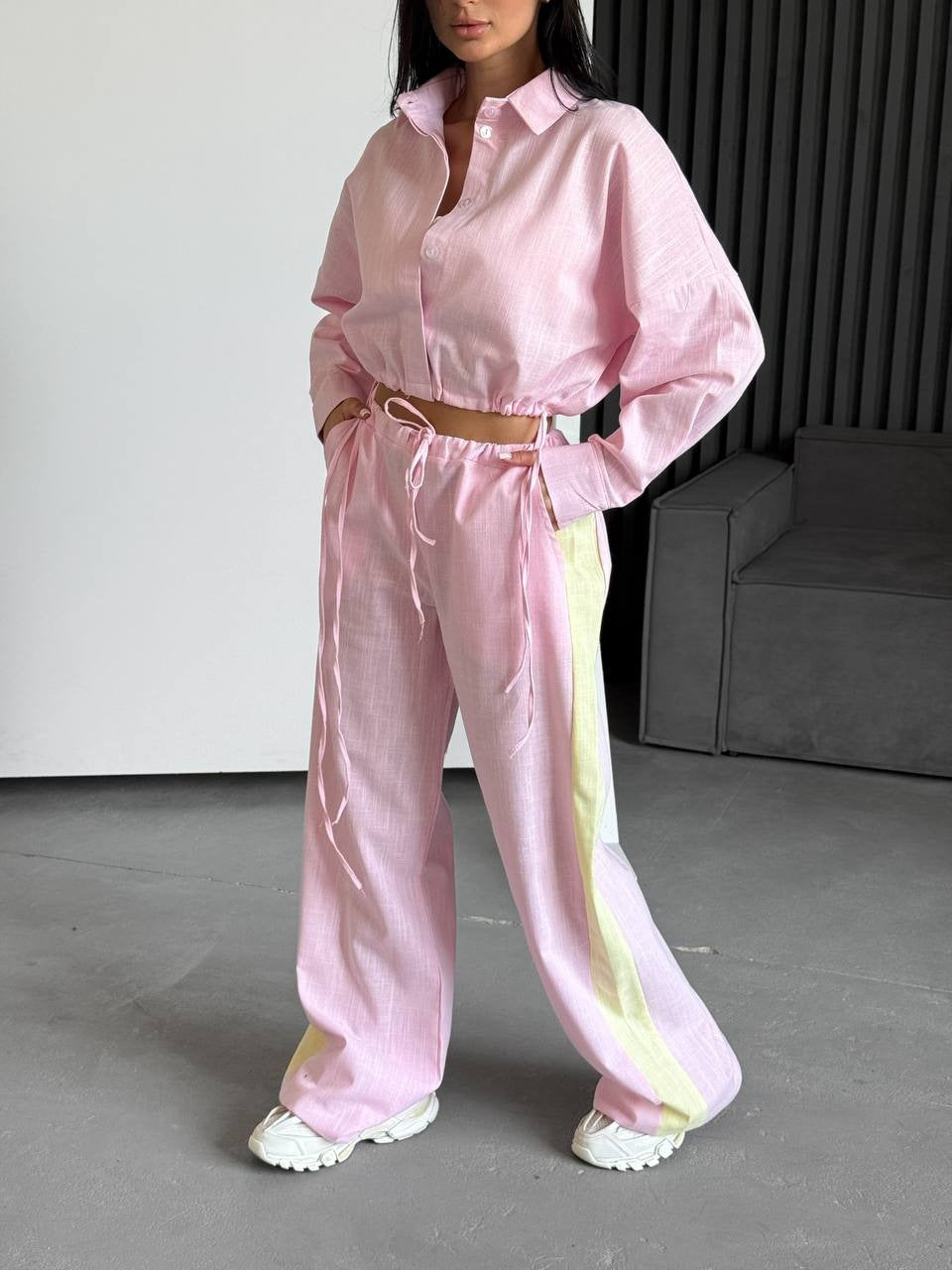 Damen lässiger Oberteil und weite Hose Set Stalluxe