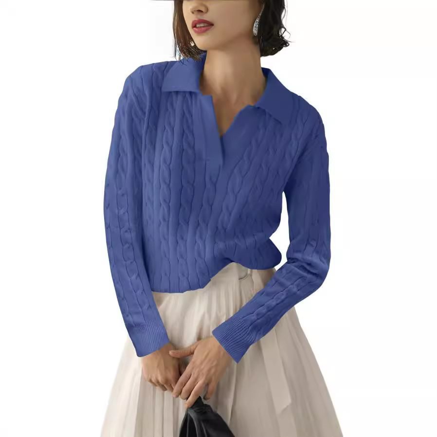 Damen Strickpullover mit Karpfen-Muster und kontrastierenden Bündchen Stalluxe