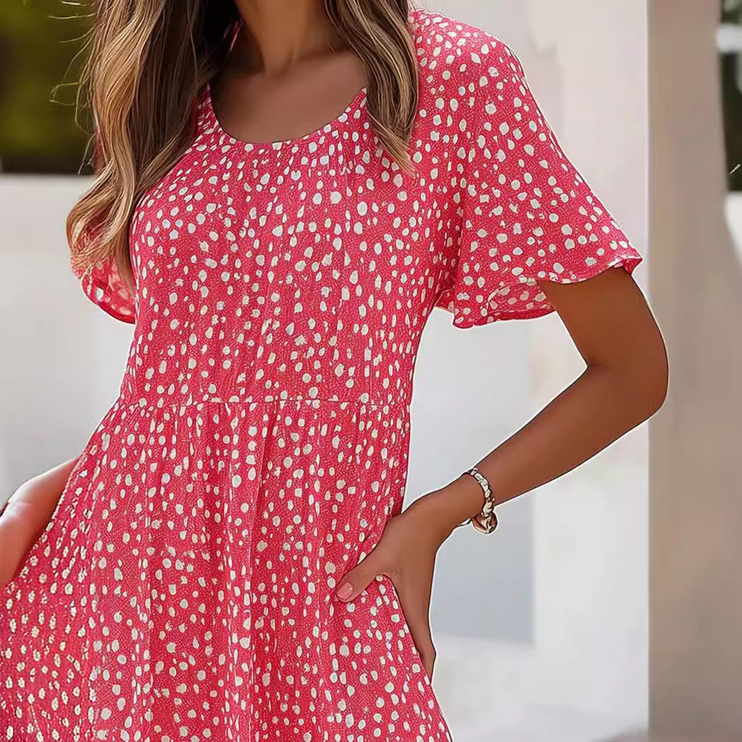 Damen lässiges Freizeitkleid mit fließendem Schnitt und Rüschensaum Stalluxe