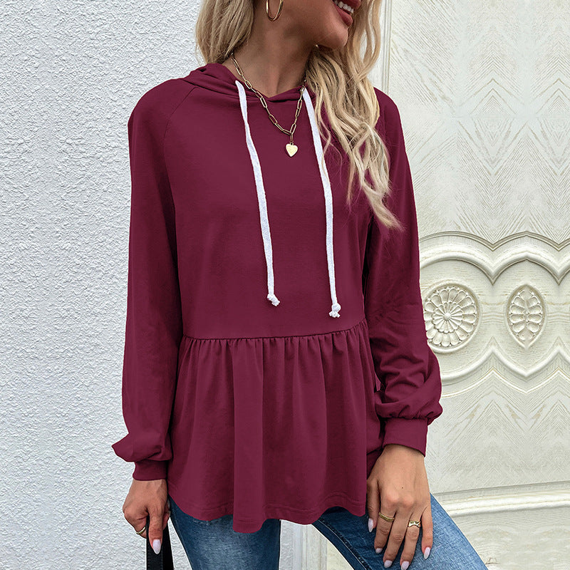 Damen lässiger Hoodie mit Rüschendetail und Kordelzug Stalluxe