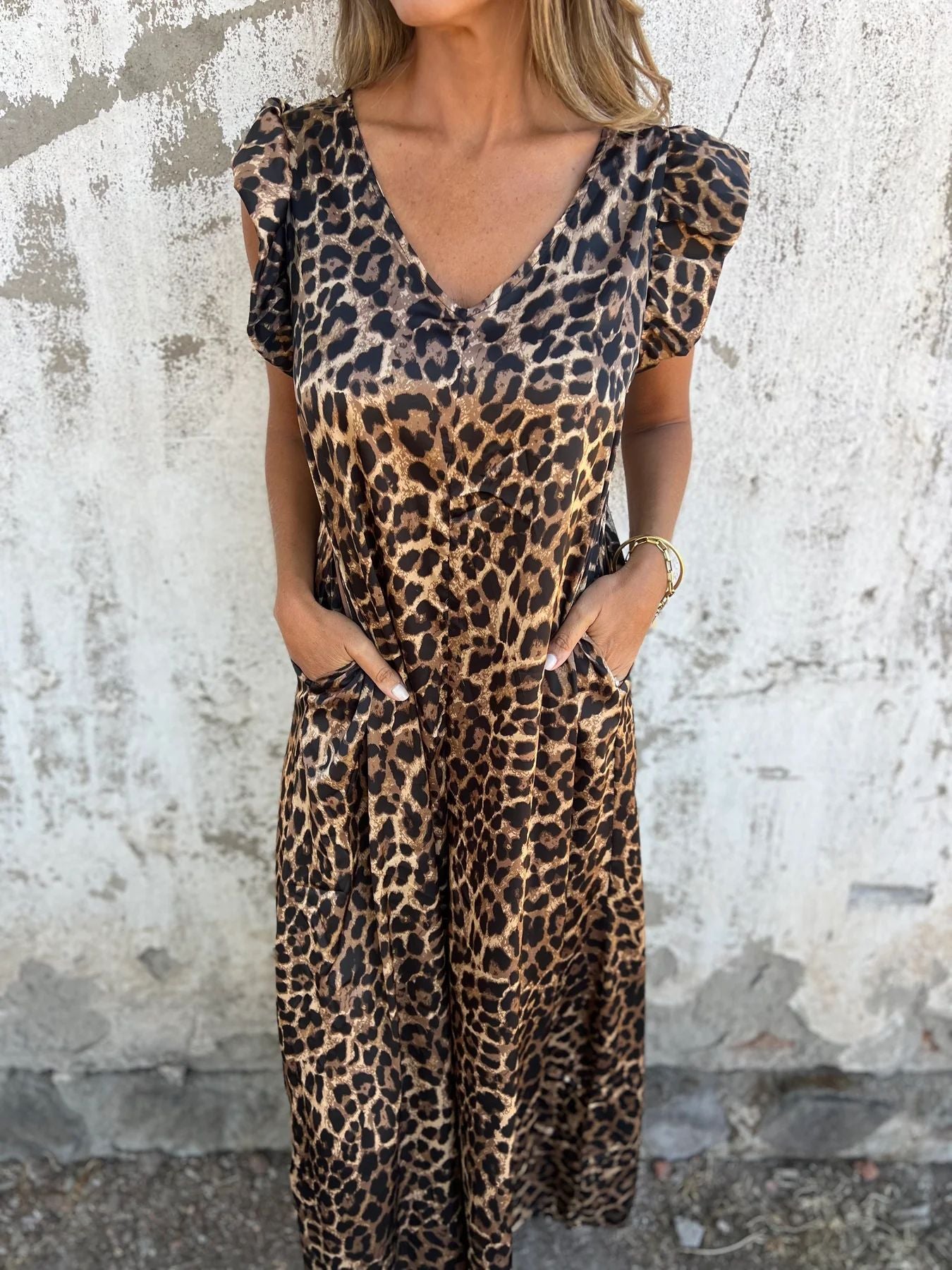 Damen Maxikleid im eleganten Leopardenprint Stalluxe