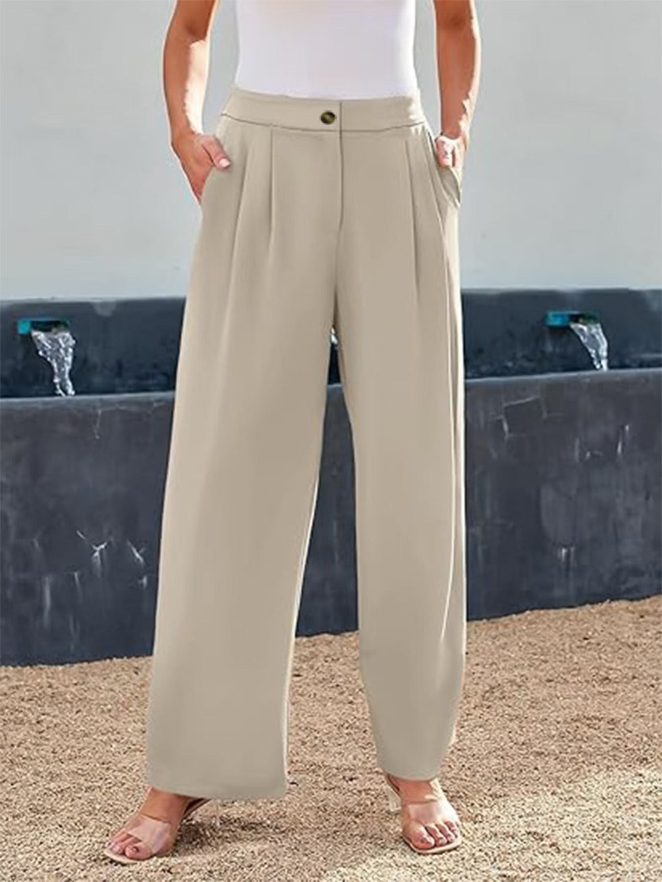 Damen Elegante und lockere High-Waist-Hose mit praktischen Taschen Stalluxe