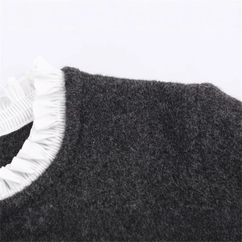 Damen modische Strickjacke mit Rüschendetails und Knopfverschluss Stalluxe