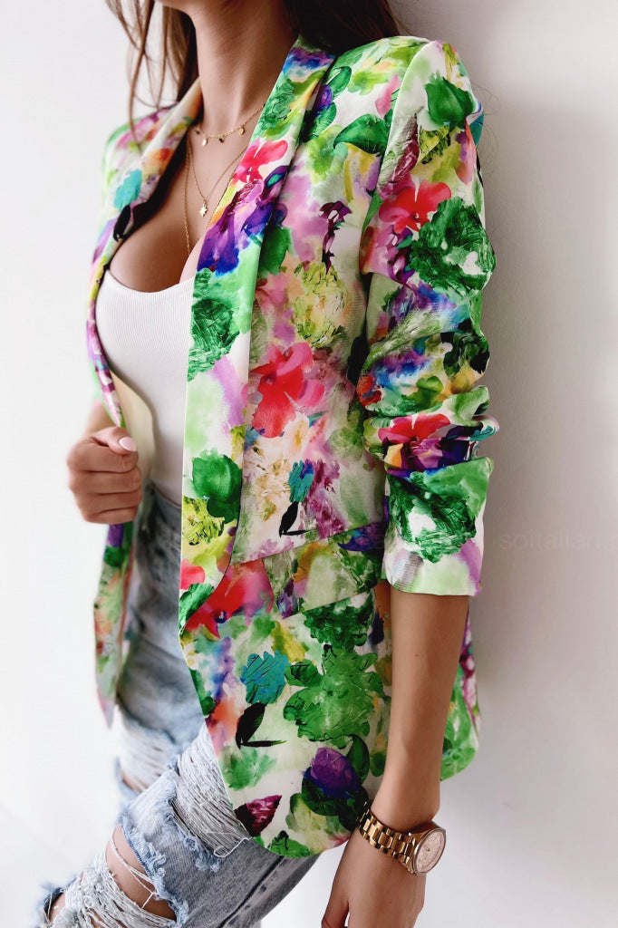 Damen Blumenmuster Blazer Stalluxe
