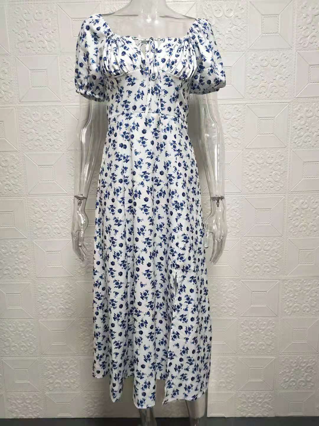 Damen Maxikleid mit romantischem Blumendruck und puffärmeliger Gestaltung Stalluxe