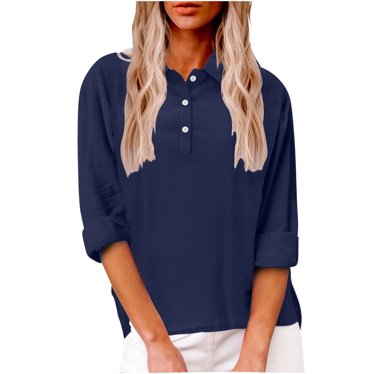 Damen Freizeitbluse mit Knopfleiste und 3/4-Ärmeln Stalluxe