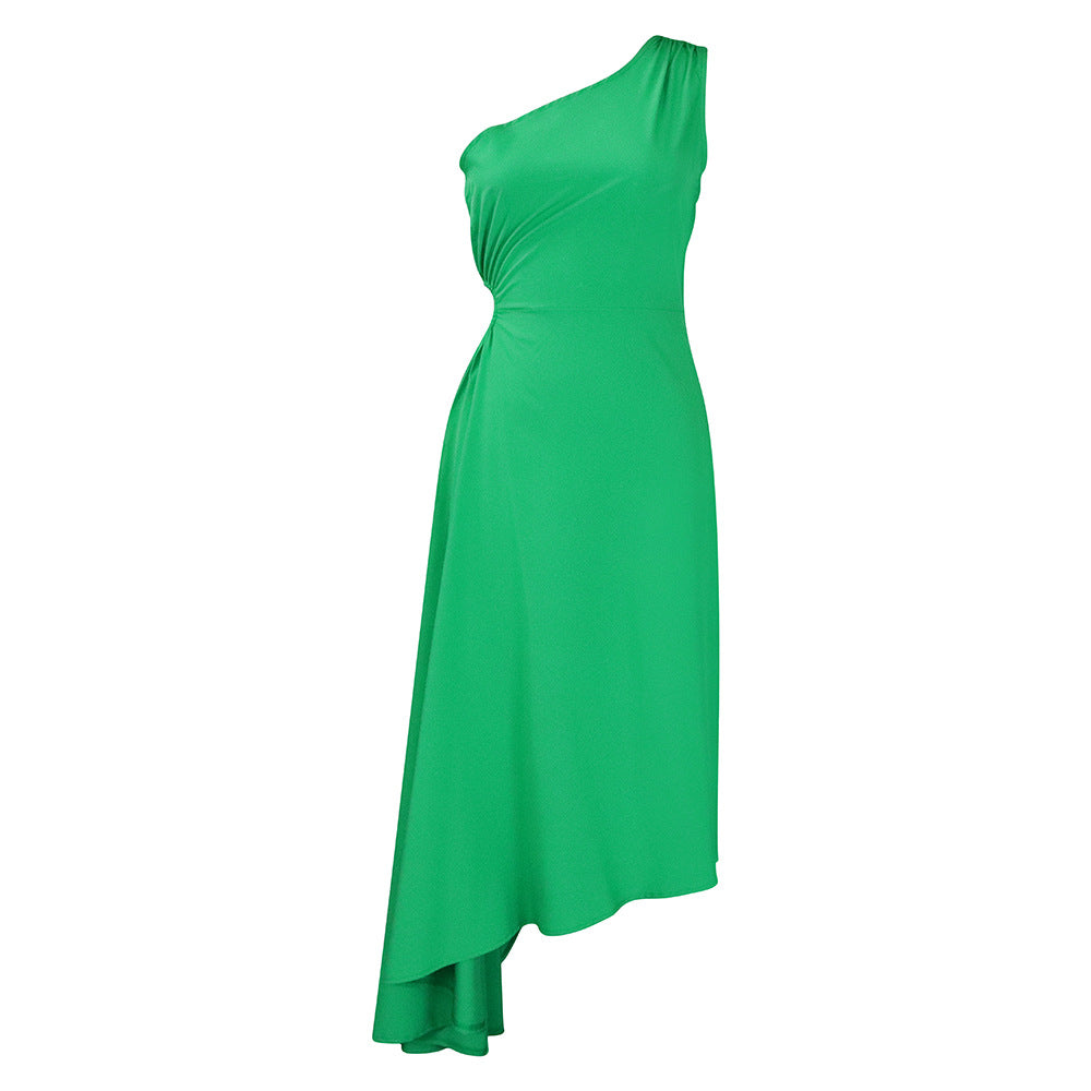 Damen Asymmetrisches Abendkleid mit gefaltetem Saum Stalluxe