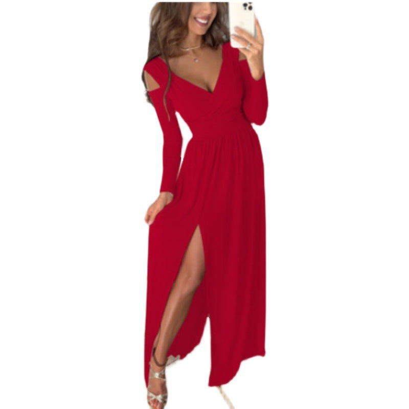 Damen Maxikleid mit eleganten Cut-Outs und hohem Schlitz Stalluxe