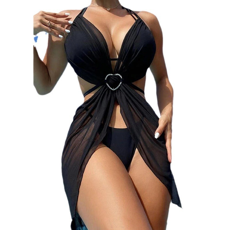 Damen Badeanzug mit elegantem Chiffon-Überwurf und Herzakzent Stalluxe