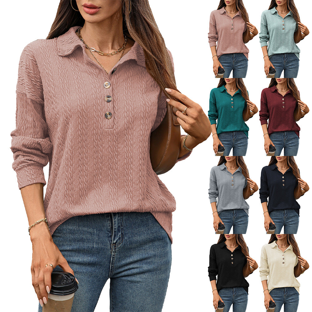 Damen Langarmshirt mit strukturiertem Knopfdesign Stalluxe
