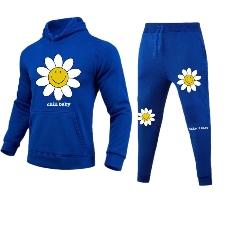 Damen Freizeit Hoodie und Jogginghose Set mit fröhlichem Blumenmotiv Stalluxe