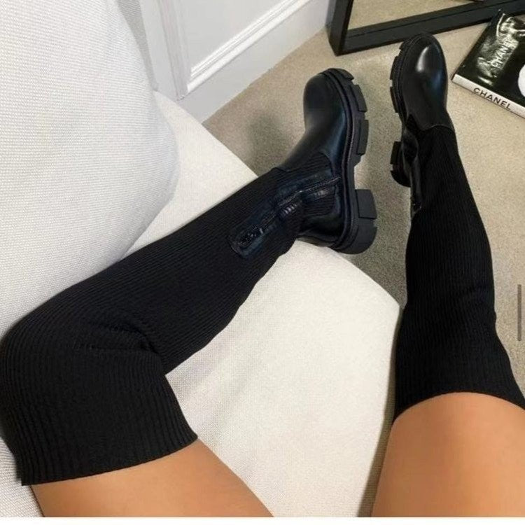 Damen kniehohe Stiefel mit seitlichem Reißverschluss und rutschfester Sohle Stalluxe