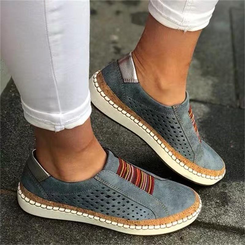 Damen bequeme Slip-On Sneakers mit atmungsaktiver Oberflächenstruktur Stalluxe