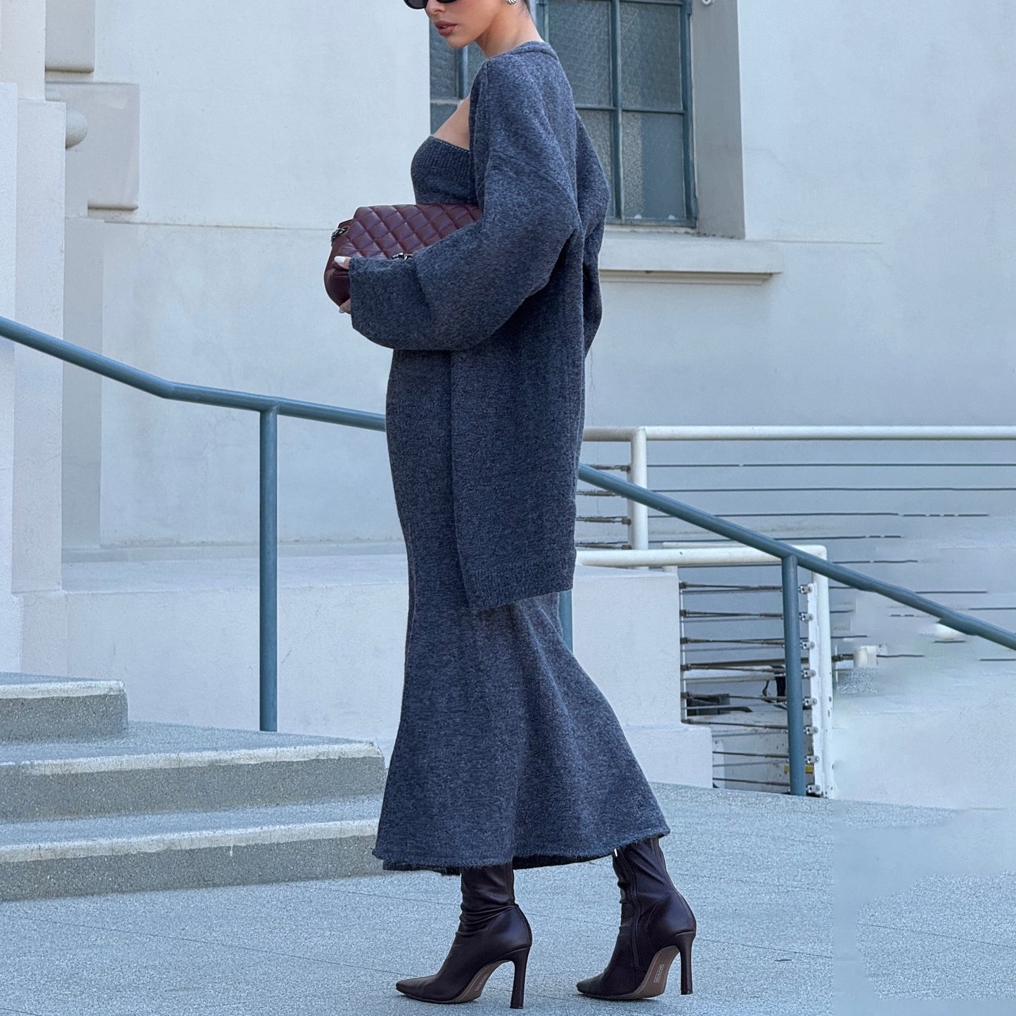 Damen Strickkleid im eleganten Set mit oversized Cardigan Stalluxe