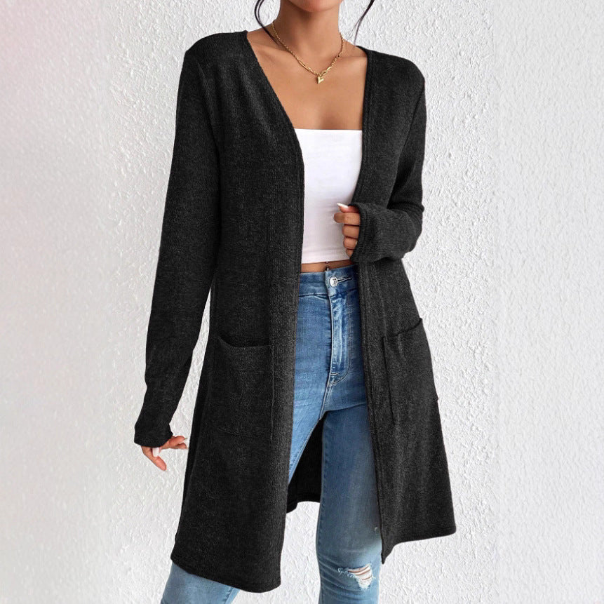 Damen lässige Strickjacke mit seitlichen Taschen und weitem Schnitt Stalluxe