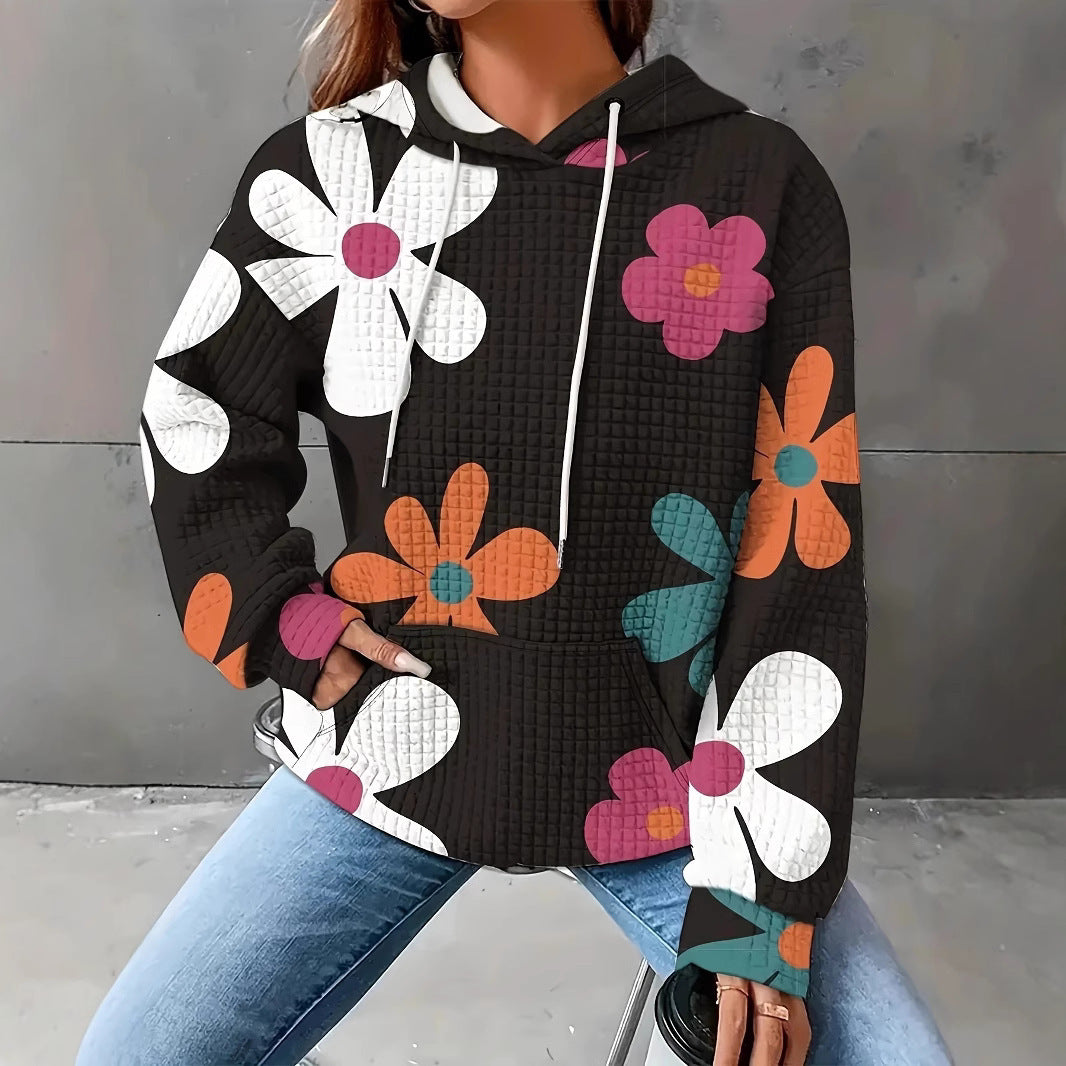 Damen Kapuzenpullover mit floralem Strukturmuster und bequemer Passform Stalluxe