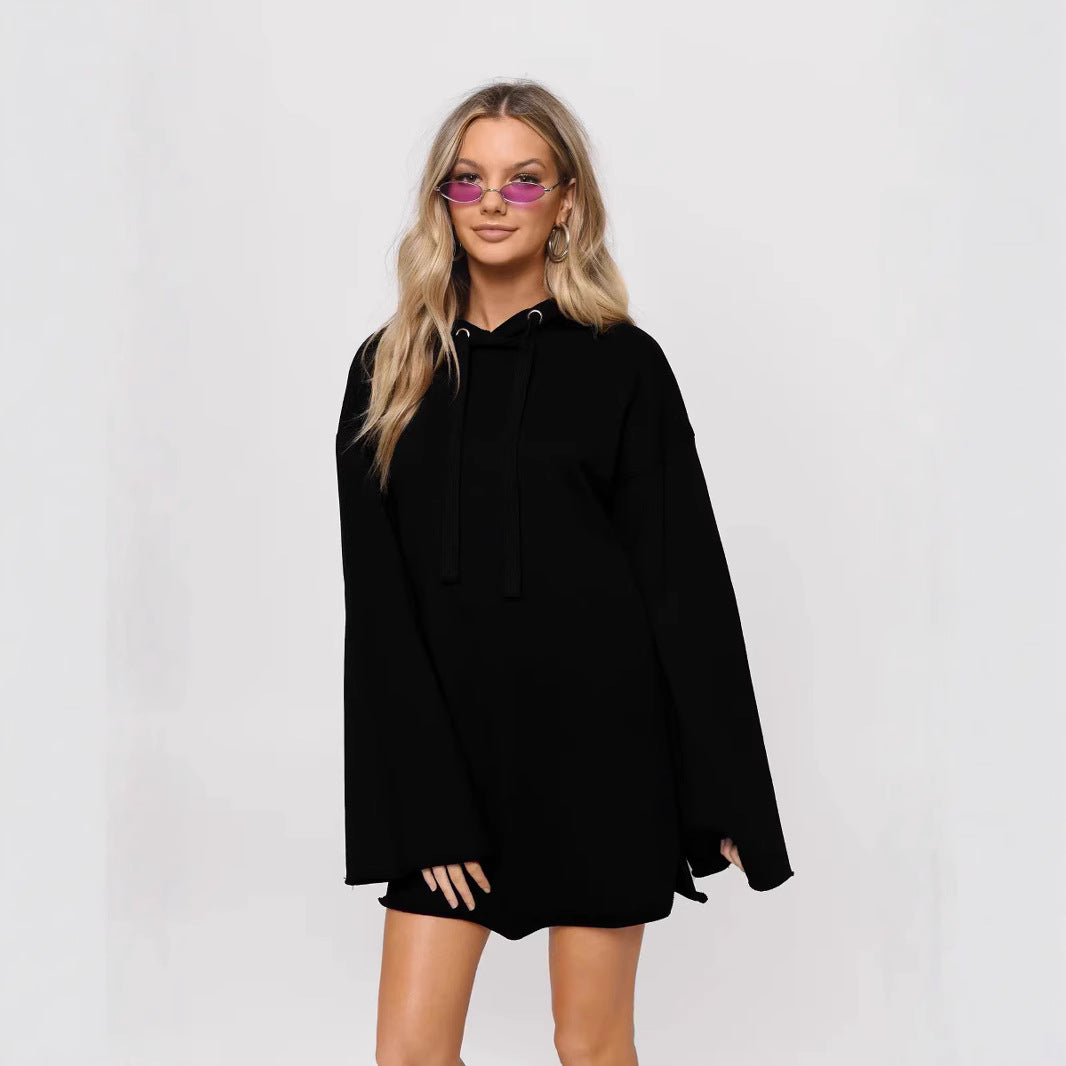 Damen lässiges Oversized Hoodie-Kleid mit Kapuze und langen Ärmeln Stalluxe