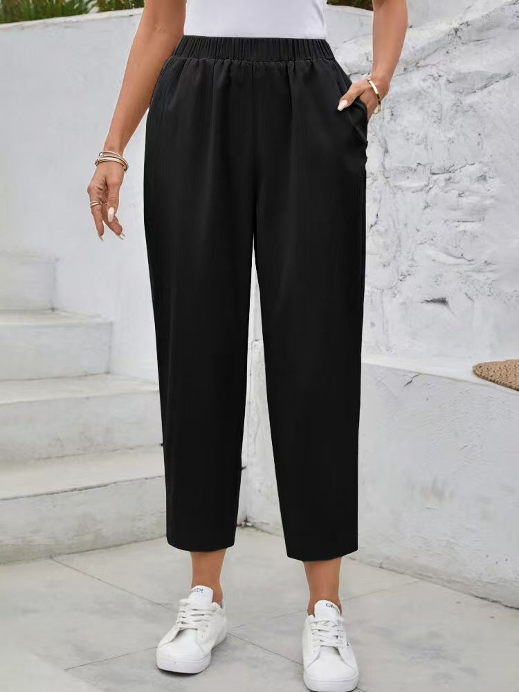 Damen elegante Freizeithose mit elastischem Bund und praktischen Taschen Stalluxe