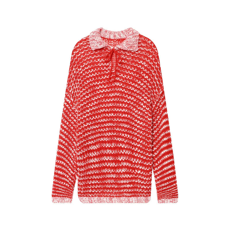 Damen lässiger Strickpullover mit modischem Kragen und Rüschendetail Stalluxe