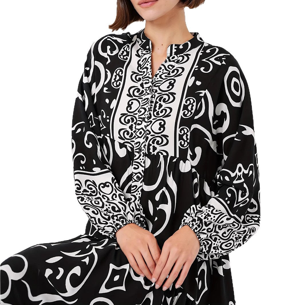 Damen Maxikleid mit kunstvollem Musterdruck Stalluxe