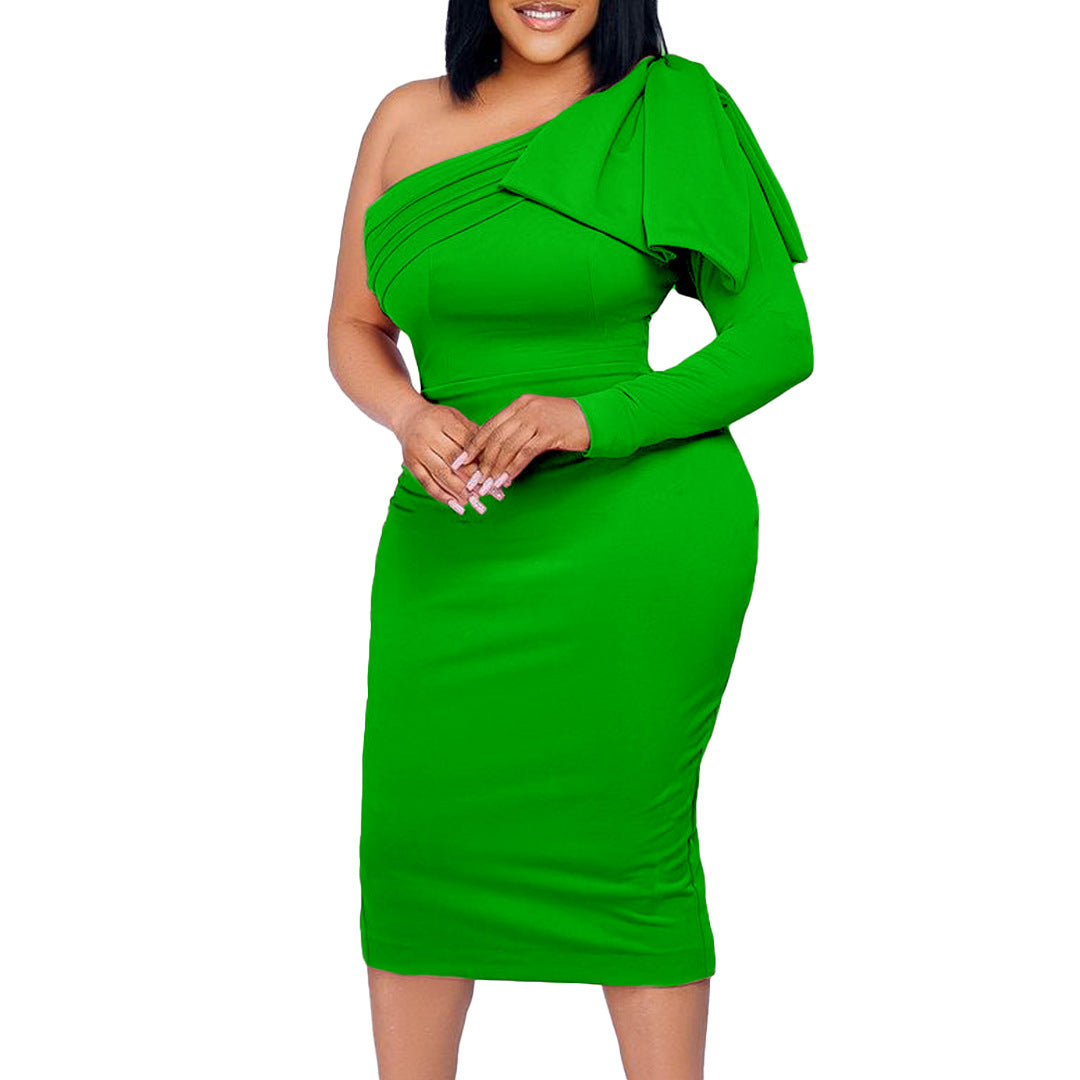 Damen figurbetontes One-Shoulder-Kleid mit Drapierung Stalluxe