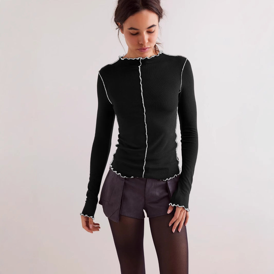 Damen Langarmshirt mit modischen Rüschendetails und feiner Rippstruktur Stalluxe