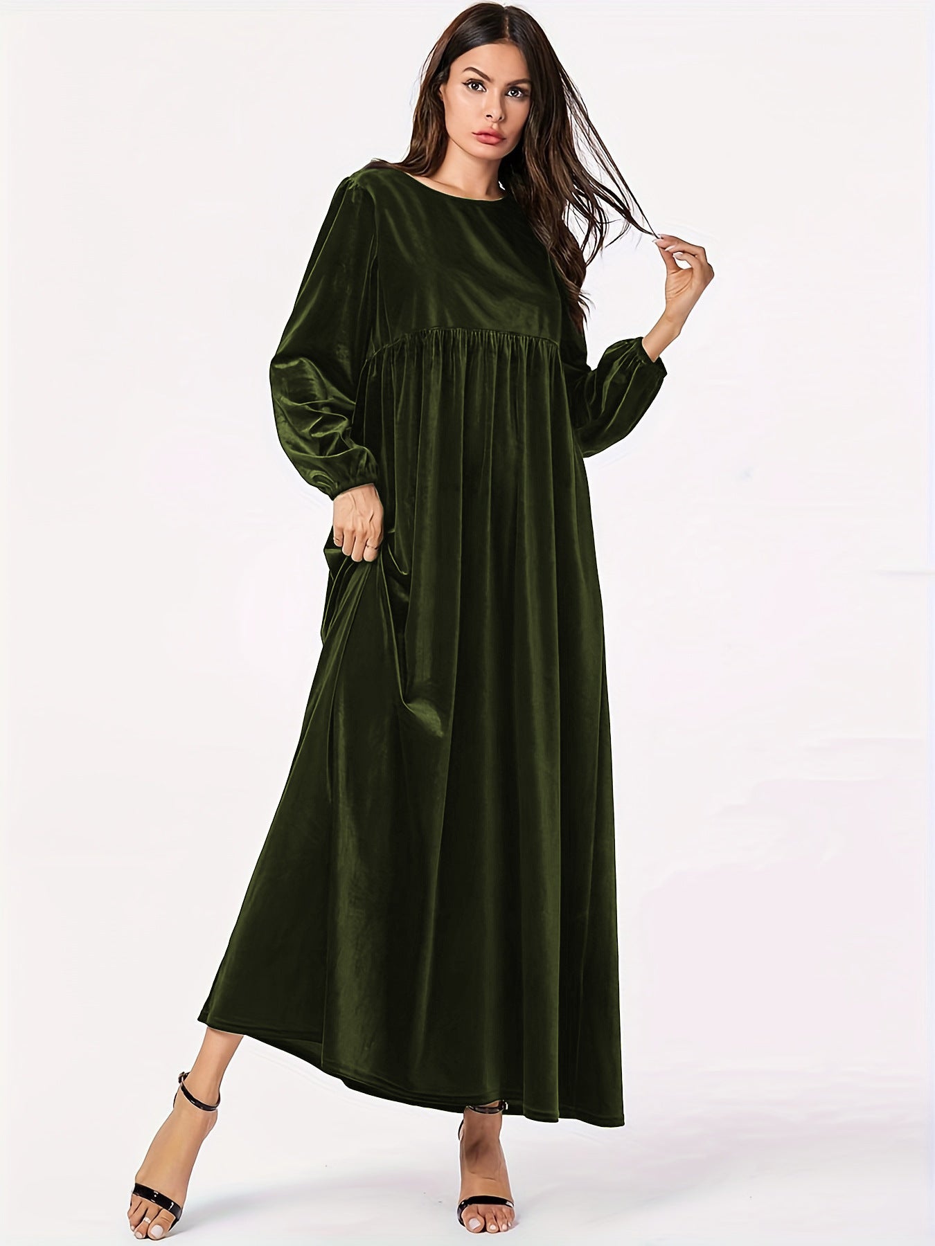 Damen Maxikleid aus luxuriösem Samt mit elegantem Faltenwurf Stalluxe