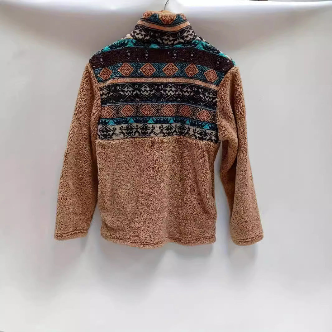 Damen Fleece-Pullover mit floralem Muster und praktischem halbhohem Reißverschluss Stalluxe