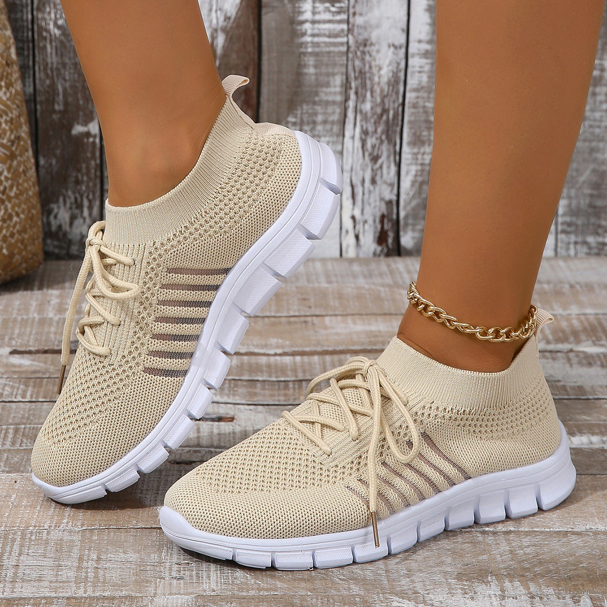 Damen Sportliche Sneakers mit atmungsaktivem Strickoberteil Stalluxe