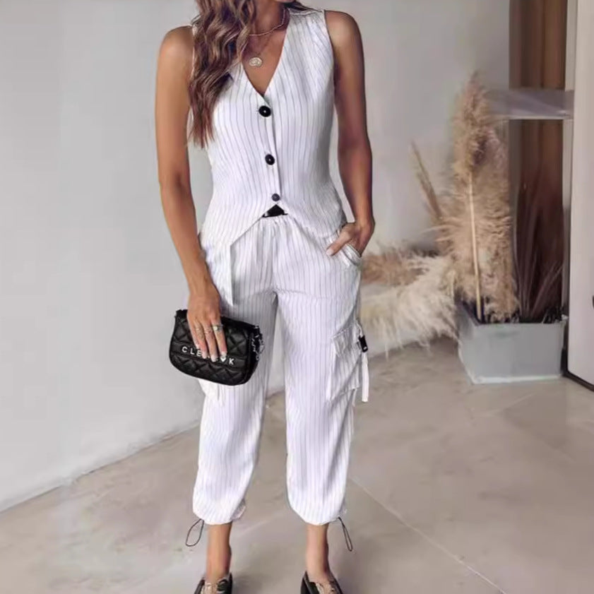 Damen Elegantes Zweiteiler-Set mit Weste und sportlichen Hosen Stalluxe