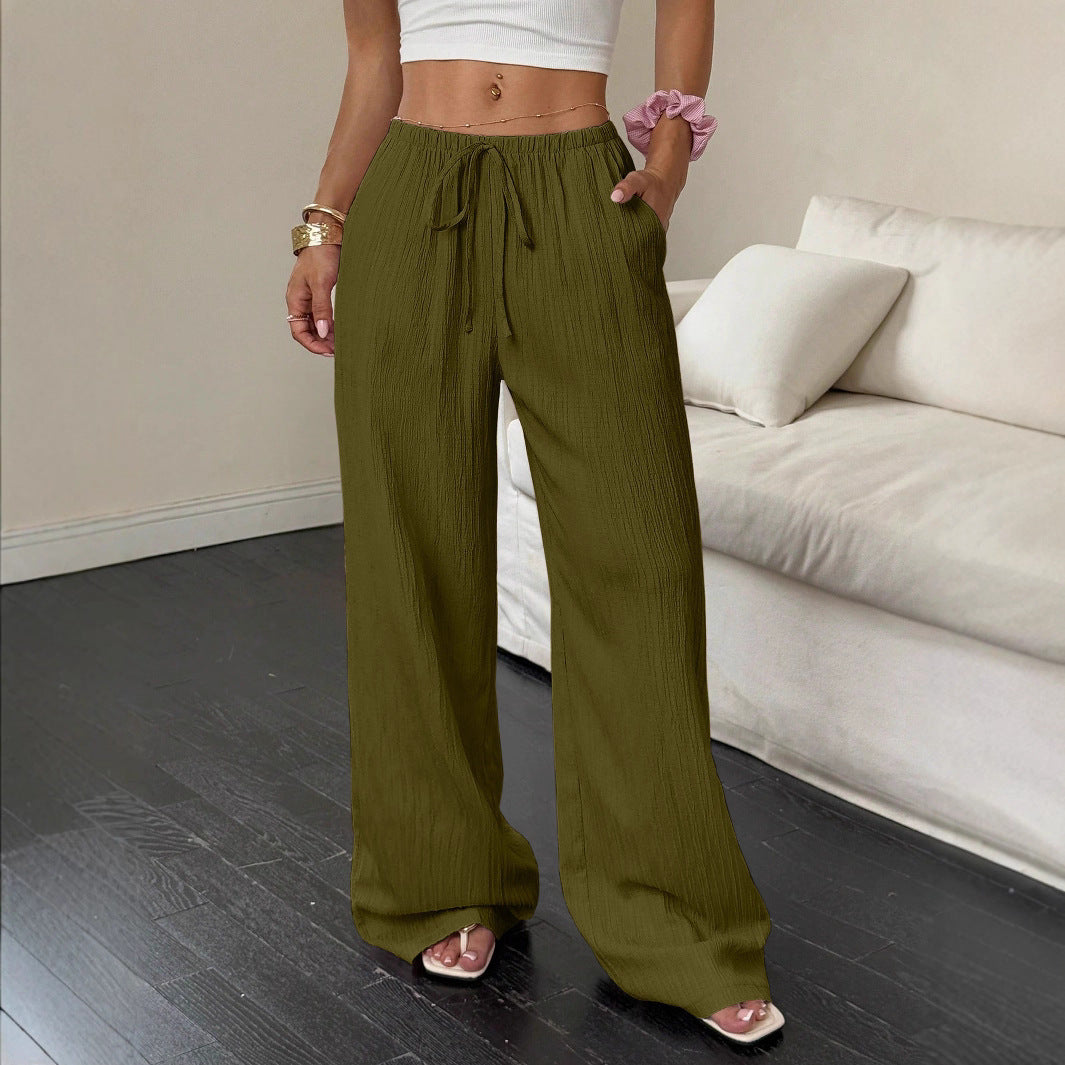 Damen Weite Hose mit elastischem Bund und seitlichen Taschen Stalluxe