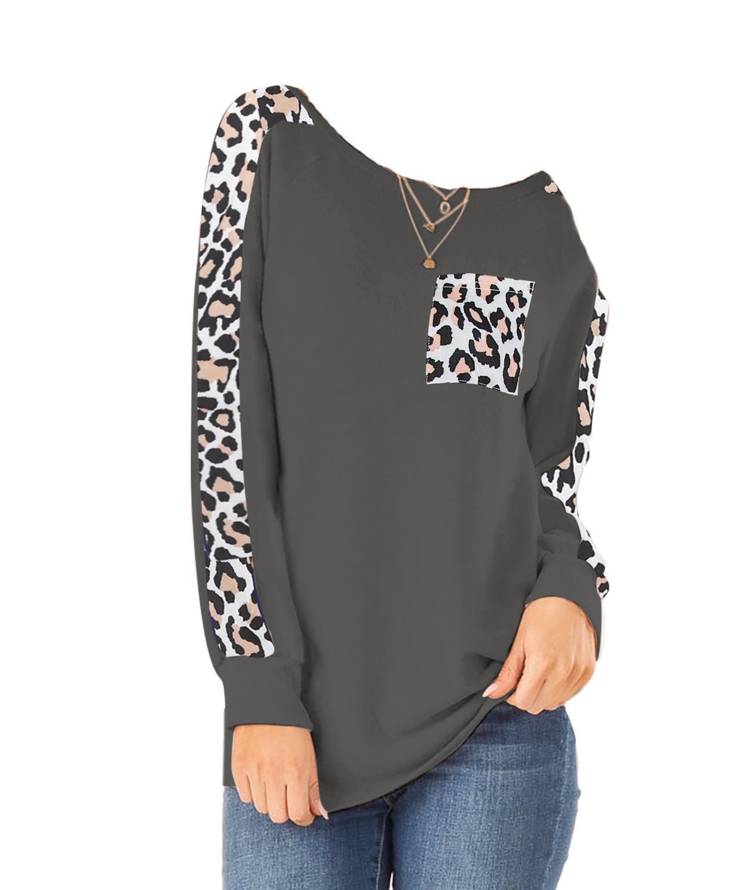 Damen Modischer Langarmshirt mit Leoparden-Applikationen Stalluxe