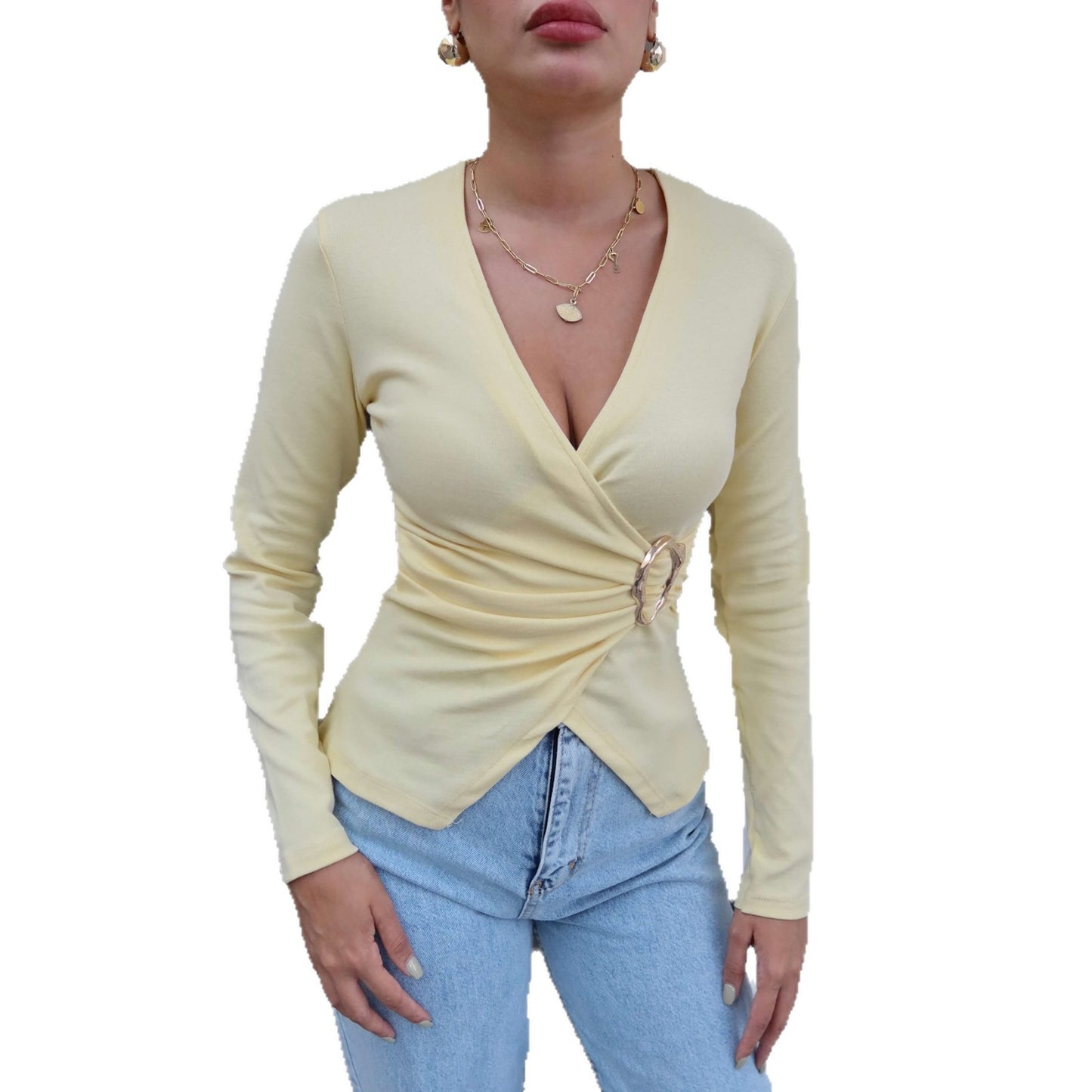 Damen Wickeloberteil mit dekorativem Ringdetail und tailliertem Schnitt Stalluxe
