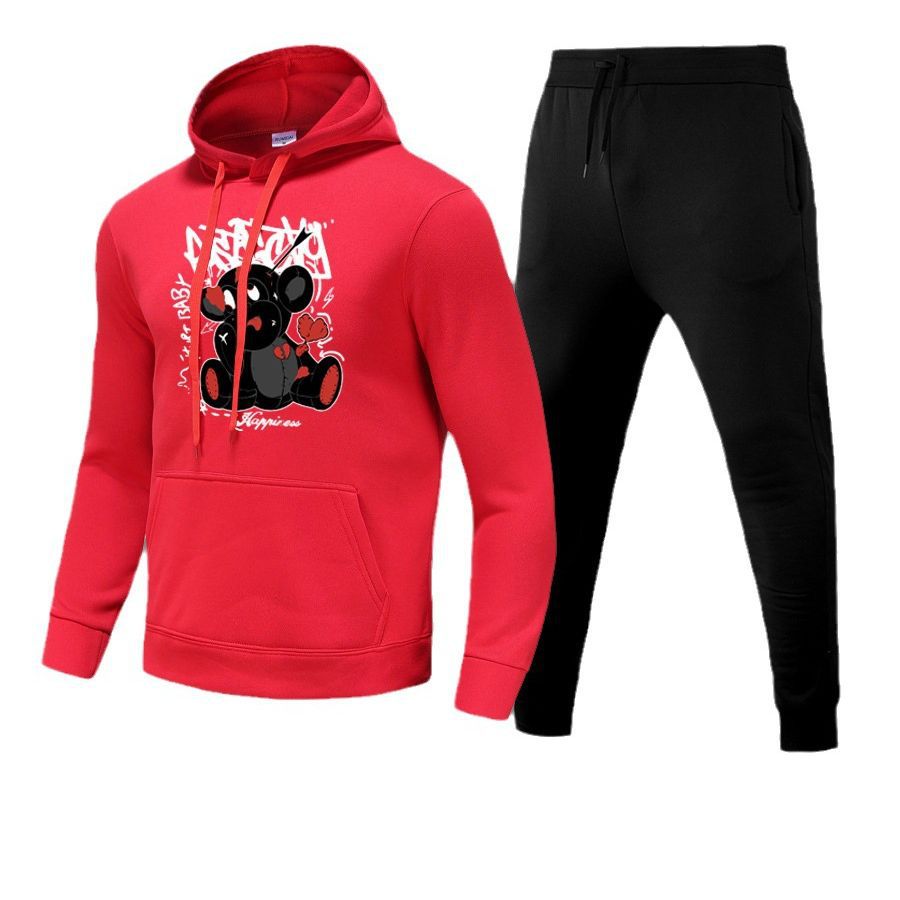 Damen Sportliches Kapuzensweatshirt und Jogginghose Set mit niedlichem Muster Stalluxe