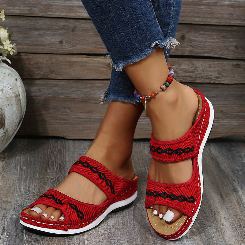 Damen komfortable Sandalen mit elastischen Riemen und anatomischem Fußbett Stalluxe