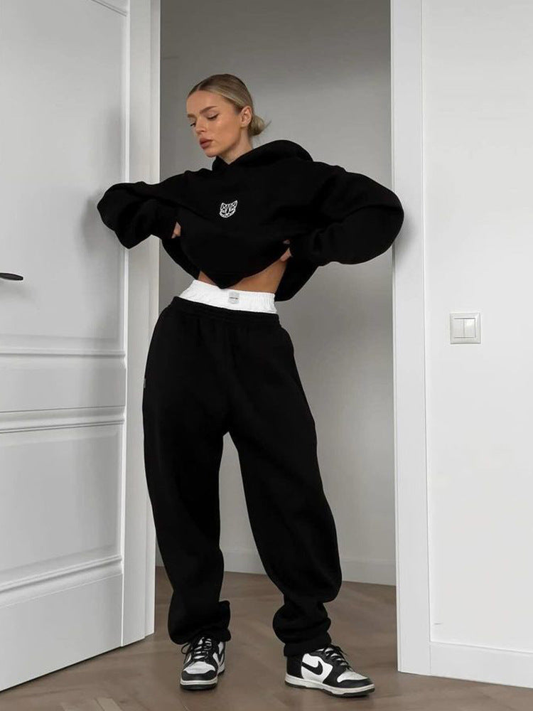 Damen lässiger Cropped Hoodie mit weitem Schnitt und entspannter Passform Stalluxe