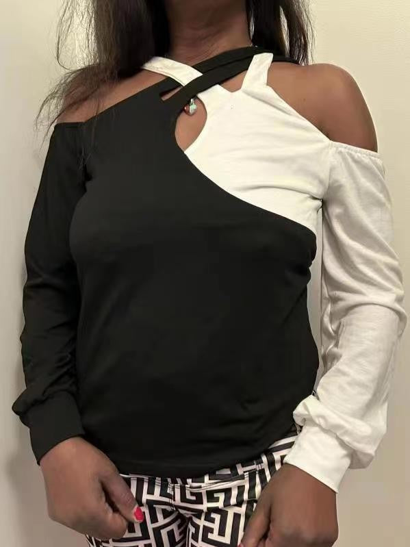 Damen Asymmetrisches Oberteil mit ausgefallenem Cut-Out und Schulterfreiem Design Stalluxe